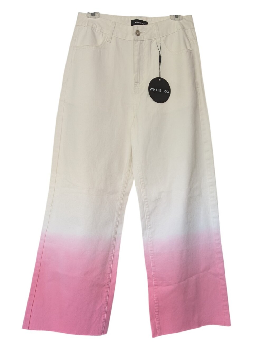 White Fox Doing Extra Pants Pink Ombre 100% Cotton Medium Denim Wide Leg Jean